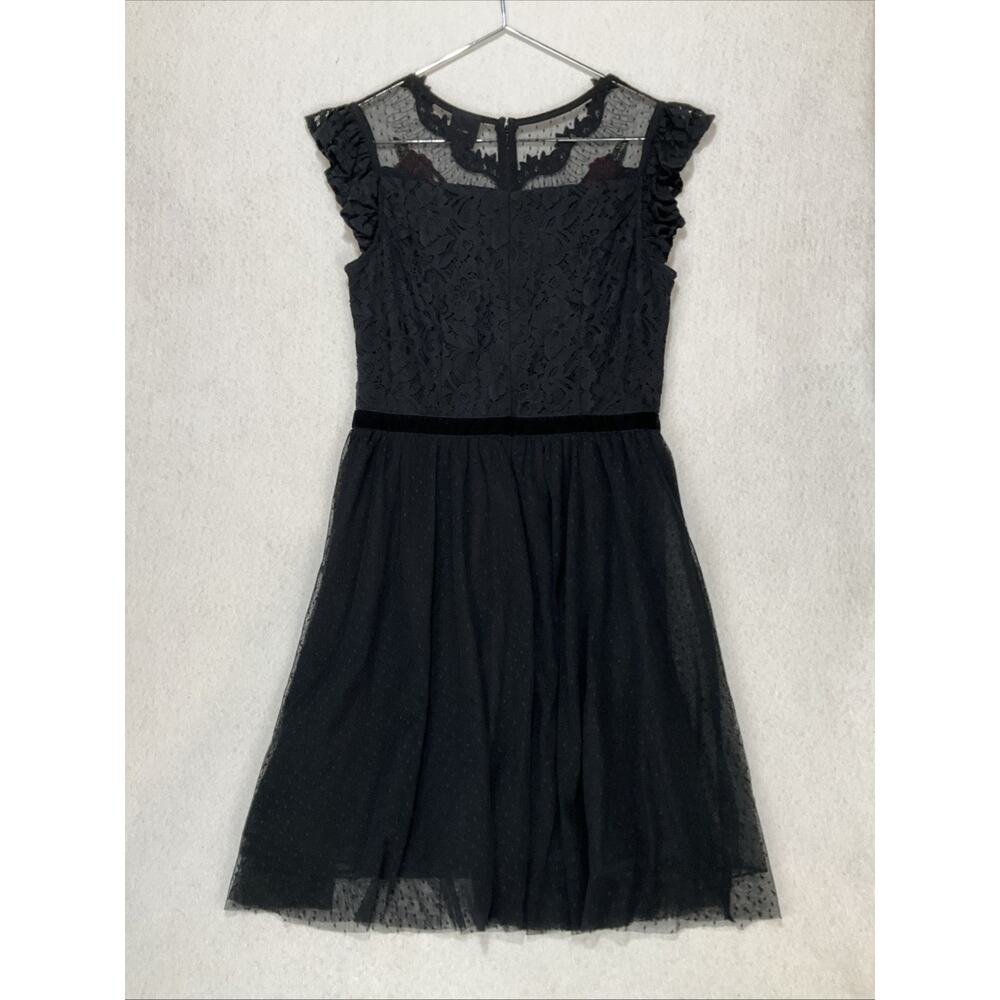 Disney Snow White Black Lace Rose Applique Dress M Goth Fairy Costume Wednesday - Picture 9 of 14